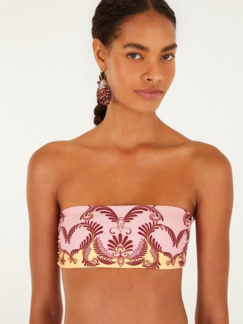 FARM RIO Soft Yellow Arabesc Bandeau Bikini Top