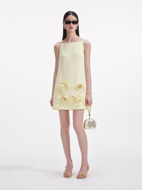 self-portrait Yellow Crepe Flower Mini Dress