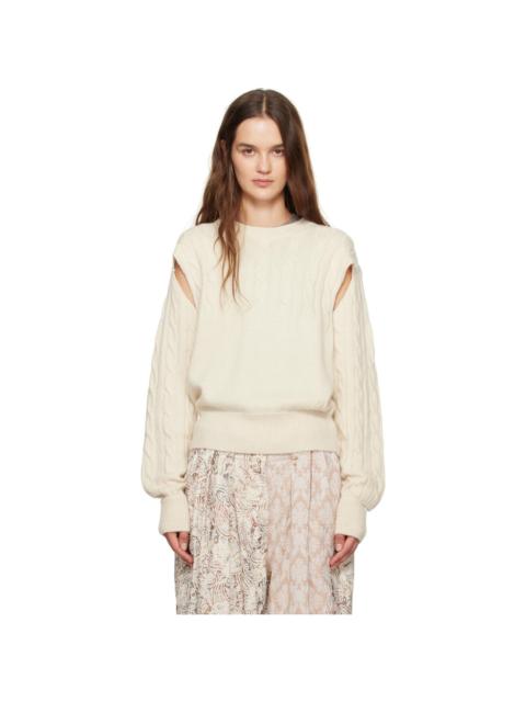 OPEN YY Off-White Convertible Cable Knit Sweater
