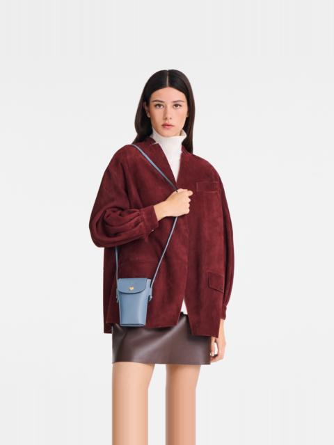 Longchamp Épure Phone case with leather lace Slate - Leather