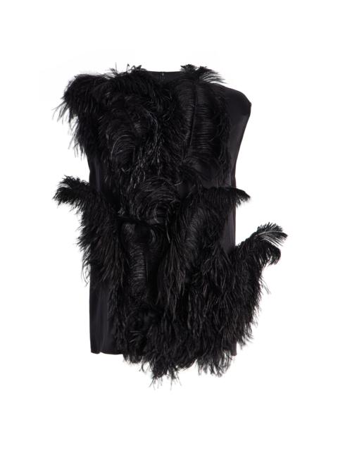 FFORME Manon Feather-Embroidered Satin T-Shirt black