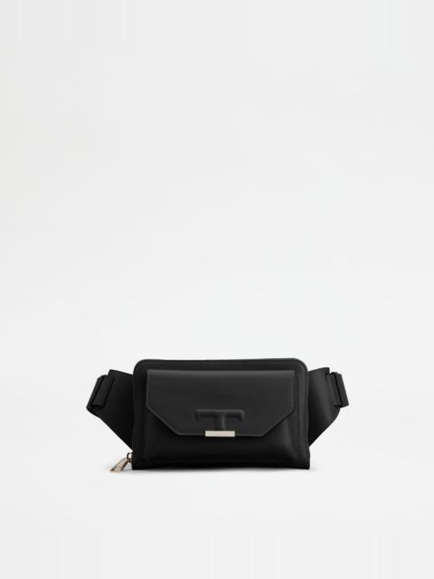 Tod's T TIMELESS BELT BAG IN LEATHER MINI - BLACK
