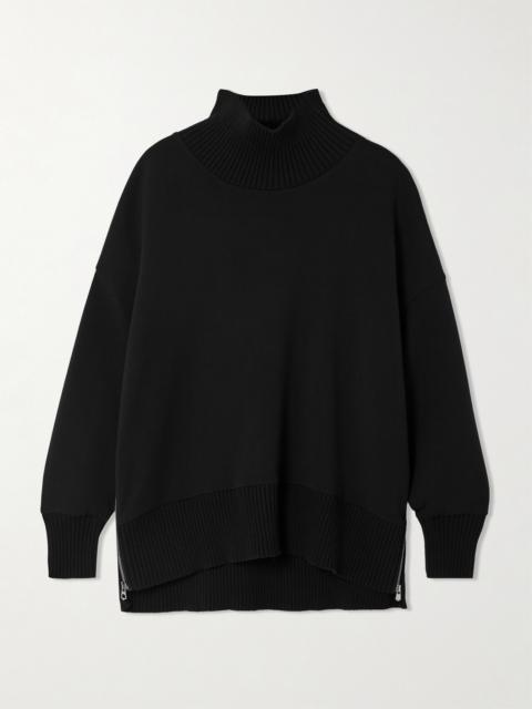 VARLEY Barker Oversized Zip-detailed Stretch-jersey Turtleneck Sweatshirt