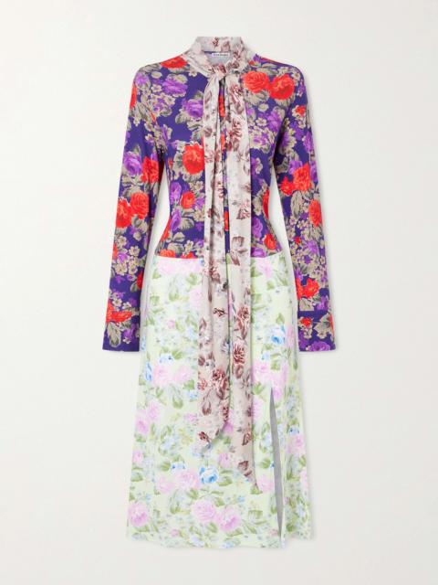 Acne Studios Scarf-detailed Floral-print Crepe Midi Dress