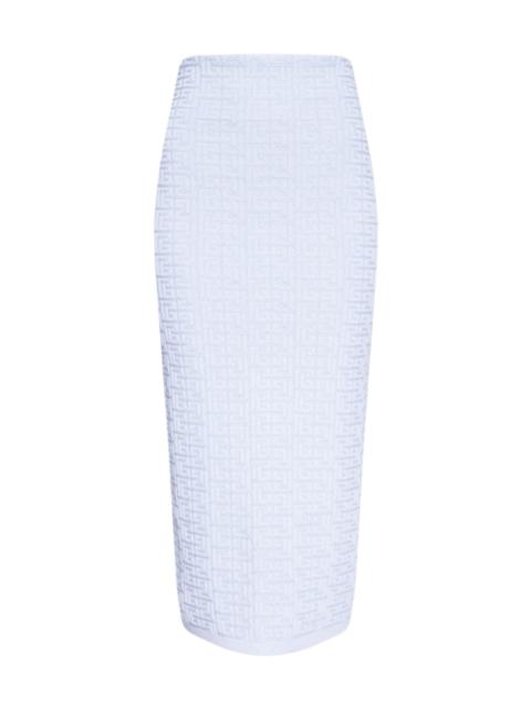 Balmain Embossed Monogram Midi Skirt