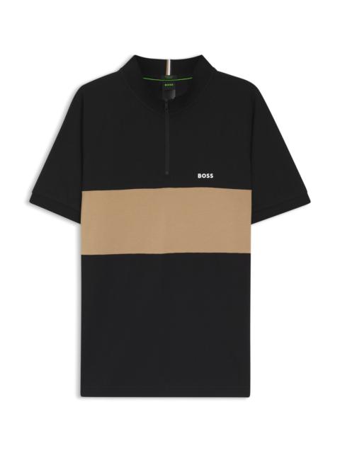 BOSS ACTIVE POLO SHIRT WITH BLOCK STRIPE