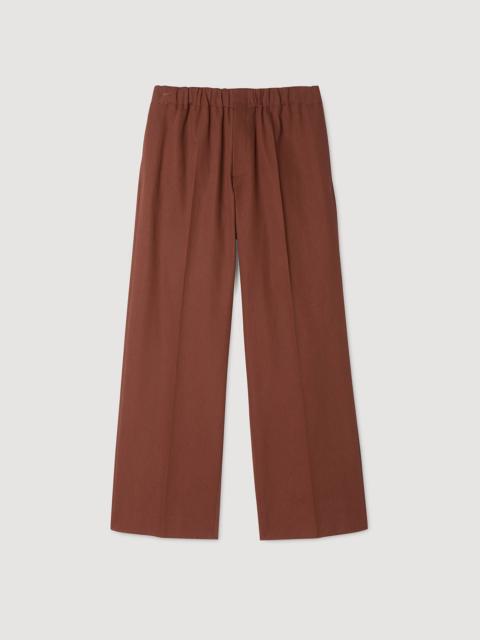Sandro ELASTICATED WIDE-LEG COTTON TROUSERS