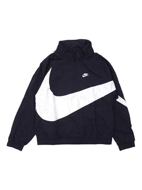Nike Men's Nike Half Zipper Big Swoosh Jacket Us Edition Black AJ1404-010