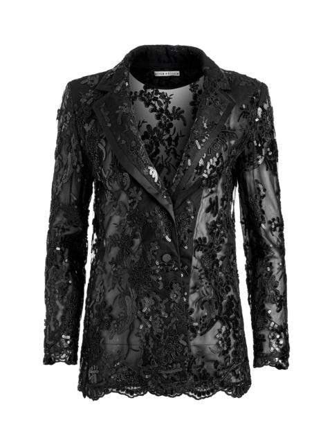 Alice + Olivia JUDITH EMBELLISHED SHEER LACE NOTCH COLLAR BLAZER