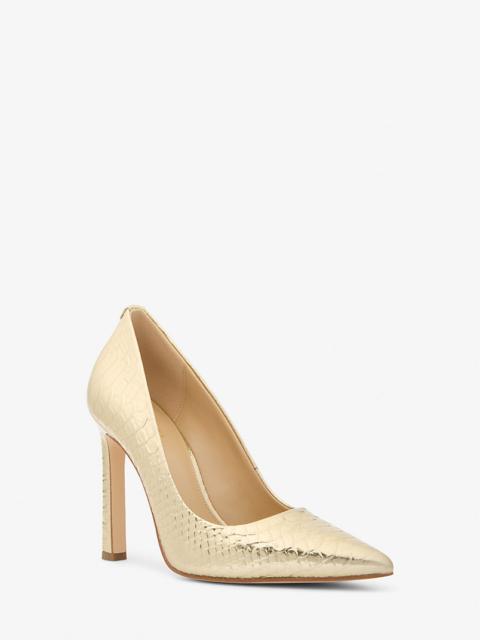 MICHAEL KORS Amara Metallic Snake Embossed Leather Pump