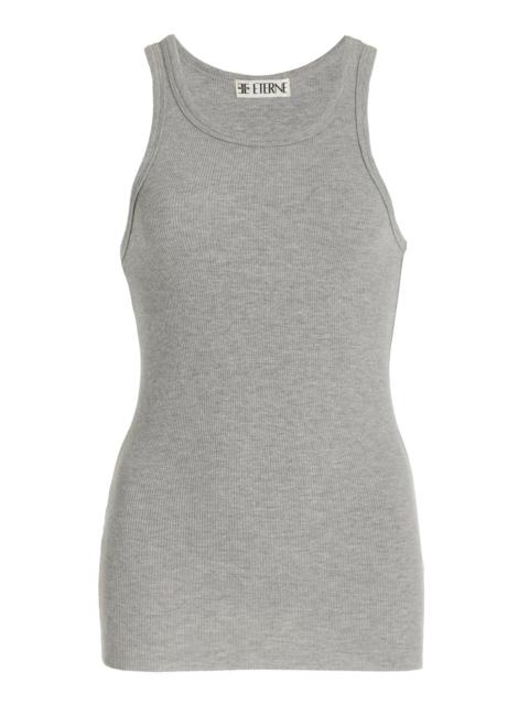 ÉTERNE High-Neck Fitted Jersey Tank Top grey