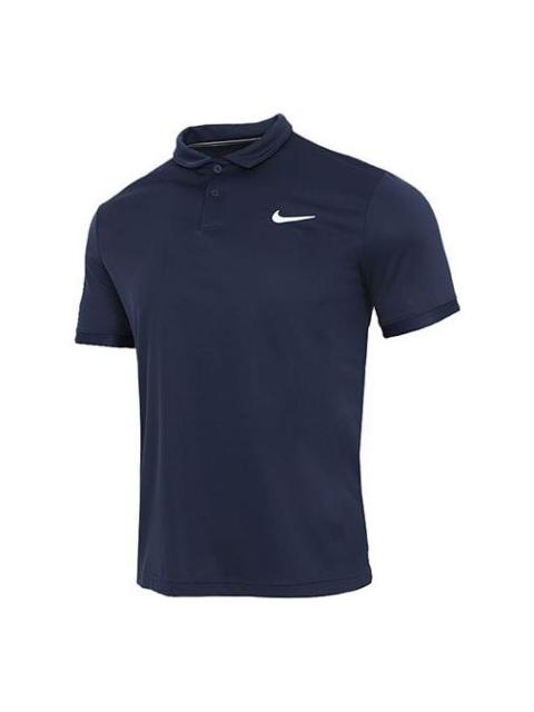 Nike Nike Court Dri-fit Victory Casual Sports Tennis lapel Short Sleeve Polo Shirt Navy Blue CW6851-451