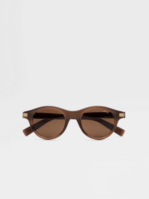 ZEGNA DARK BROWN ACETATE SUNGLASSES