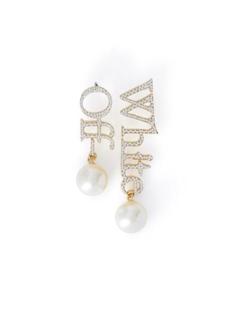 Off-White OFF WHITE Women's Logo Earrings W/Strass & Pearls in Gold at Nordstrom