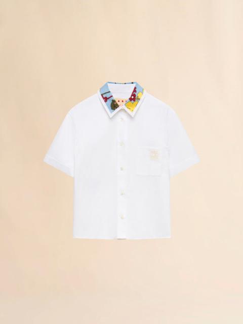 Marni WHITE POPLIN CROPPED SHIRT WITH MELODIA COLLAR