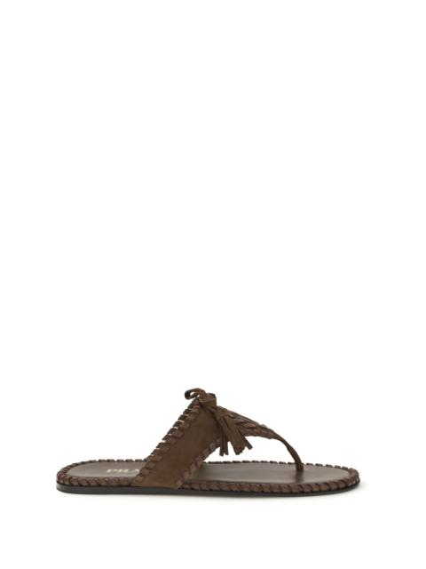 Prada Prada Thong Sandals with Tassels Cacao