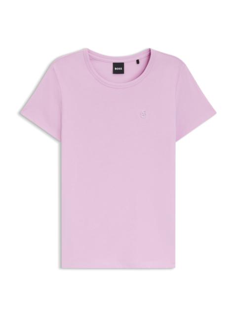 BOSS COTTON-JERSEY SLIM-FIT T-SHIRT WITH DOUBLE B MONOGRAM