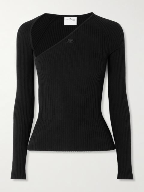 courrèges Slash Asymmetric Ribbed-knit Sweater