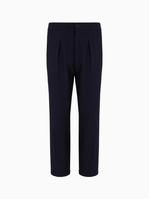 GIORGIO ARMANI Single-pleat, virgin wool and cashmere seersucker trousers