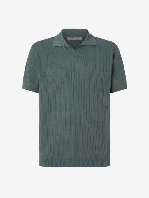 CORNELIANI Green buttonless Pima cotton polo shirt