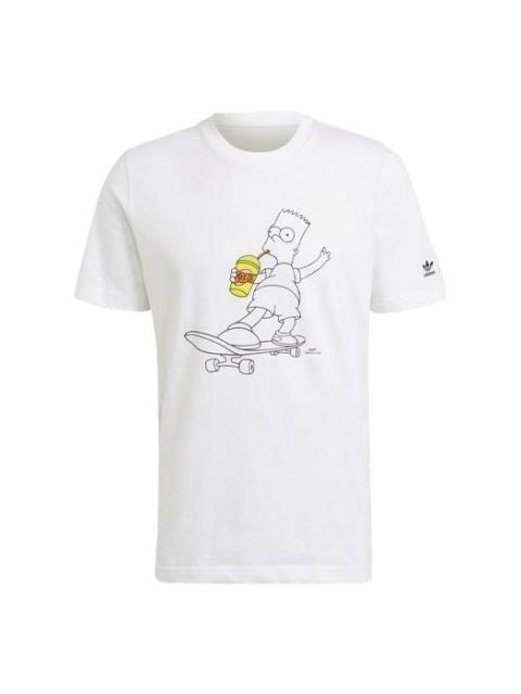 adidas adidas originals x The Simpsons Crossover Cartoon Printing Round Neck Short Sleeve White HA5811