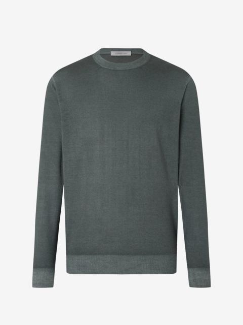 CORNELIANI Dark green crew-neck pure wool knitwear