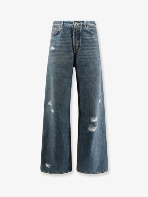 Dior Dior Destroyed-Effect Blue Denim Jeans Men
