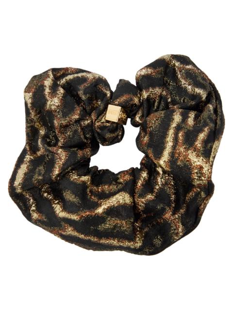 GANNI Ganni Leopard-print Metallic Cloqué Scrunchie