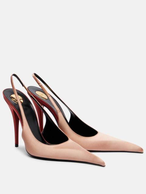 SAINT LAURENT Deroche 110 crêpe satin slingback pumps