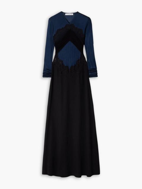 CHRISTOPHER ESBER Verner paneled ruched silk-tulle and lace-trimmed jersey and cady gown