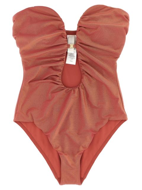 Zimmermann Rhiannon Deep Plunge Beachwear Pink