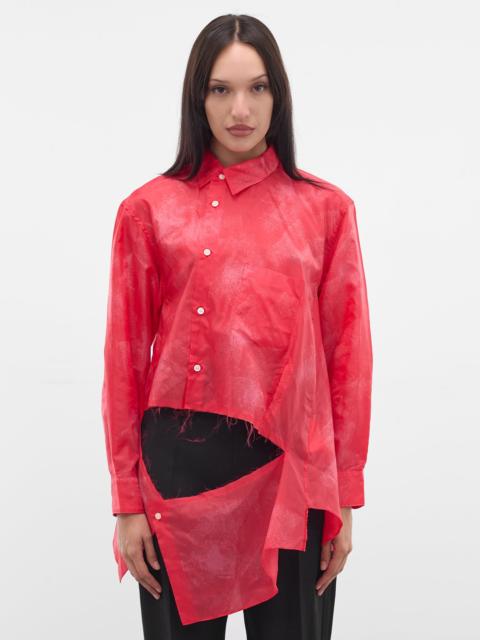 Comme Des Garçons Red Asymmetric Deconstructed Button-Up Shirt