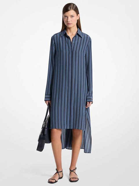 MICHAEL KORS COLLECTION Graphic Striped Crepe de Chine High-Low Shirtdress