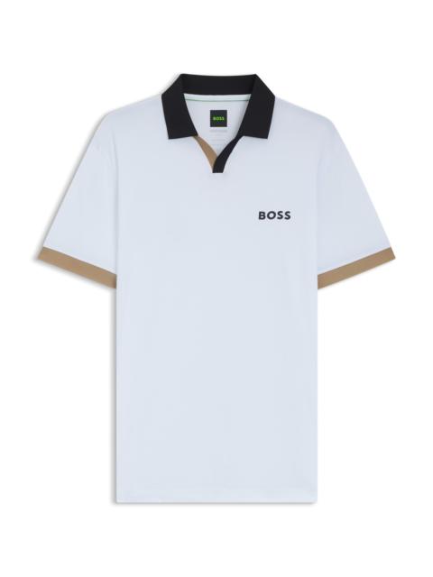 BOSS ACTIVE SLIM-FIT RIPSTOP POLO SHIRT WITH COLOR-BLOCKING