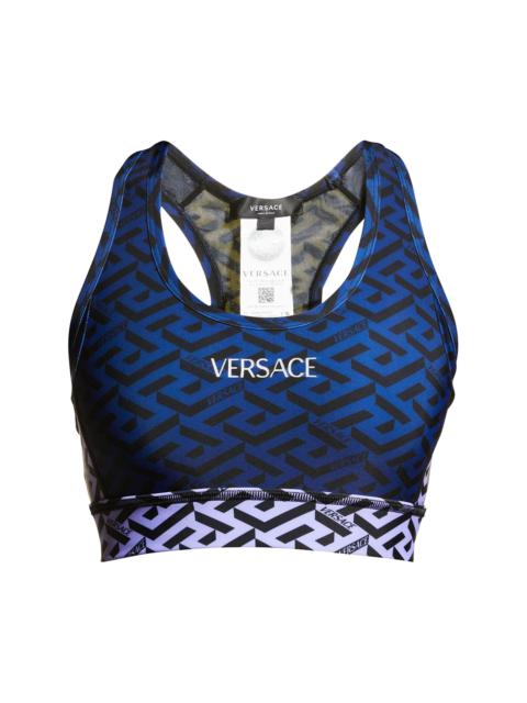 Versace La Greca Panelled Sports Bra 'Navy/Purple/Yellow'