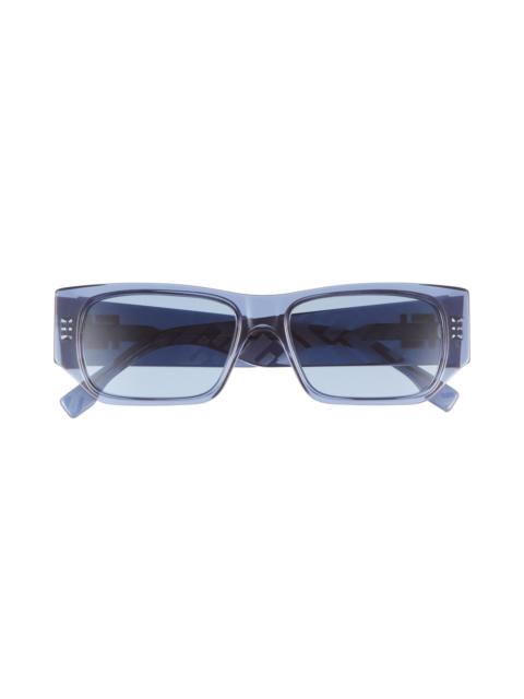 FENDI Fendi FF Squared 54mm Rectangular Sunglasses in Shiny Blue /Blue at Nordstrom