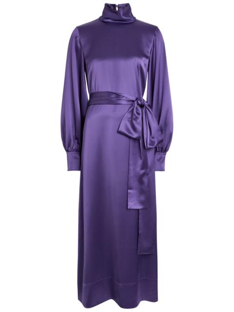 JOSEPH Joseph Cels Belted Satin Midi Dress