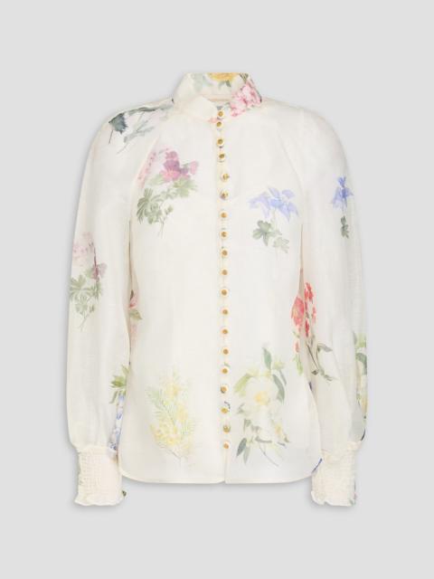 Zimmermann Floral-print linen and silk-blend gauze blouse