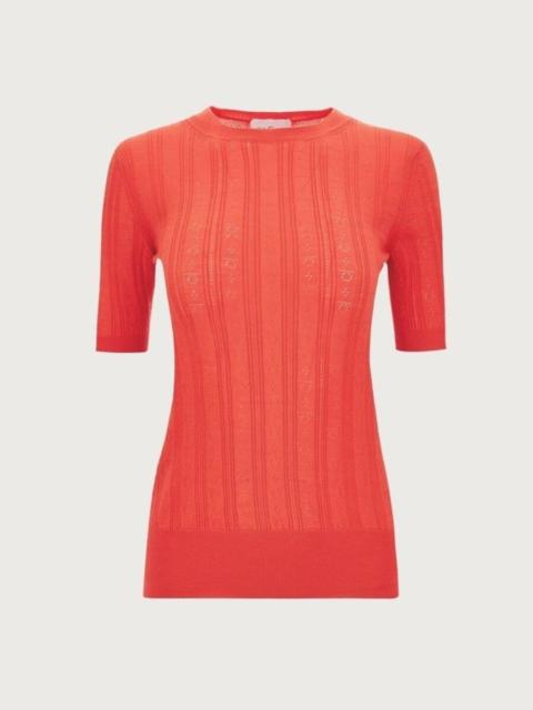FERRAGAMO Ferragamo Short-Sleeved Gancini Motif Knit Top