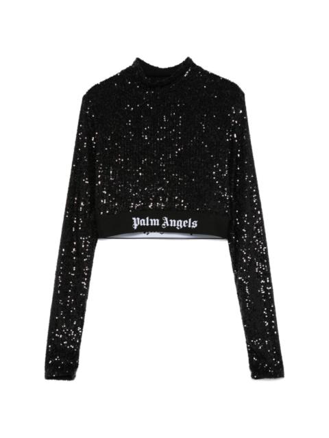 logo-waistband sequined top