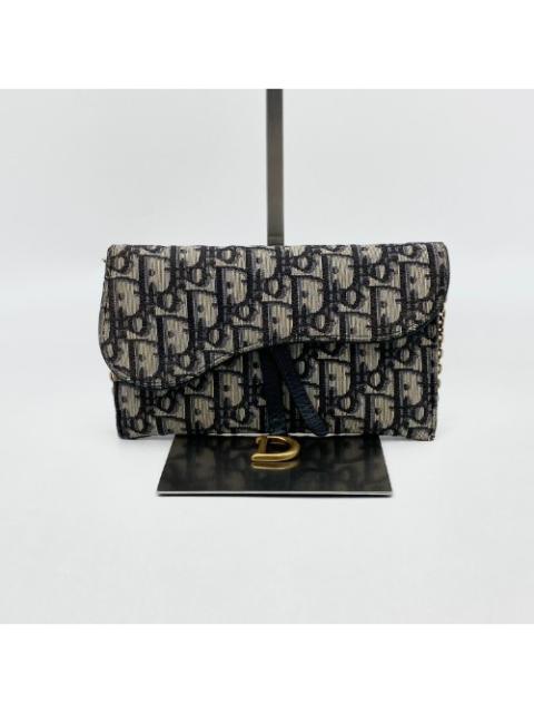 Other Designers Christian - Christian Dior Navy Oblique Saddle Chain Pouch Small S5614CTZQ M928
