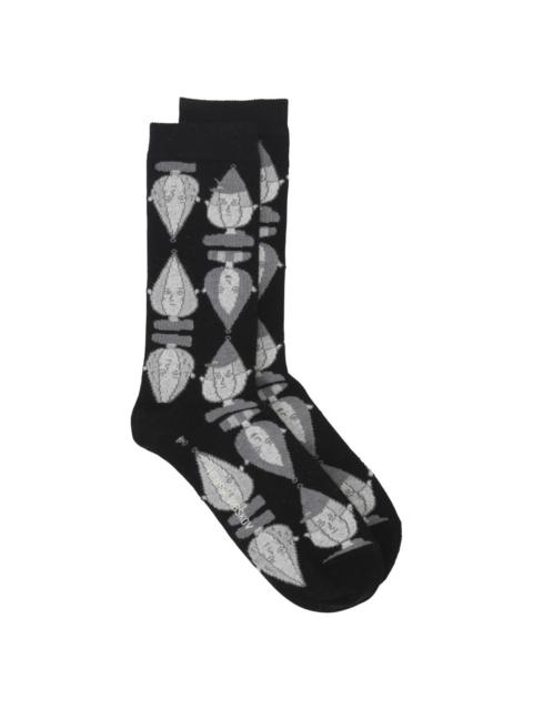 HENRIK VIBSKOV ONION HEAD FEMME SOCKS - BLACK WHITE HEAD