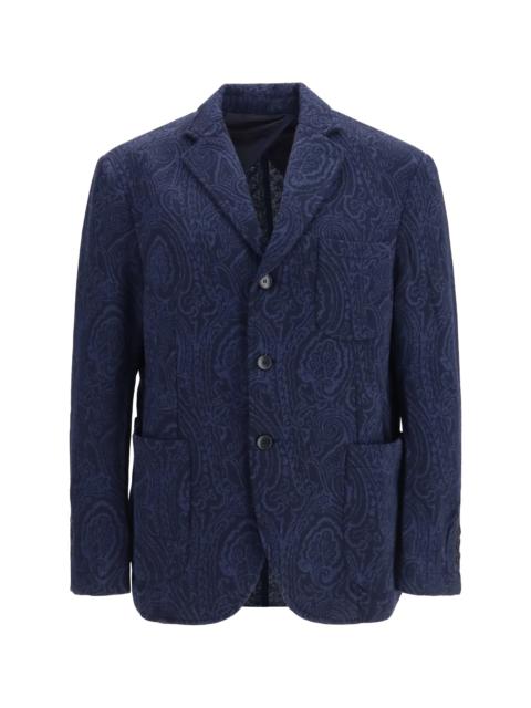 Etro Etro Arnica Jacquard Wool-blend Jacket Blue Men