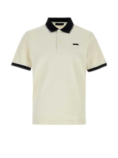 Prada Prada Men Ivory Piquet Polo Shirt