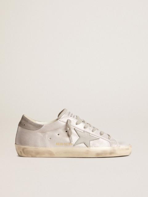 Golden Goose Super-Star sneakers in gray-white glitter-effect leather with leather star