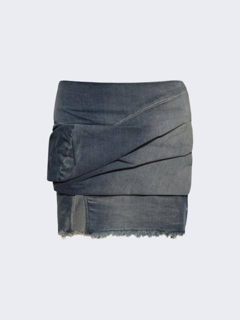 Rick Owens DRKSHDW Draped Mini Denim Skirt Washed Indigo