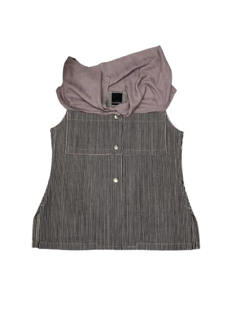 Y’s bis LIMI HICKORY STRIPE SHAWL COLLAR TANK TOP BUTTON