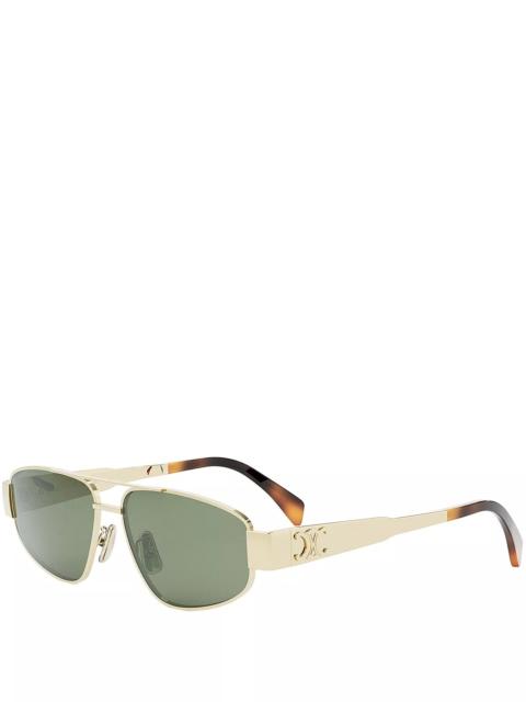 CELINE Metal Triomphe Pilot Sunglasses, 57mm