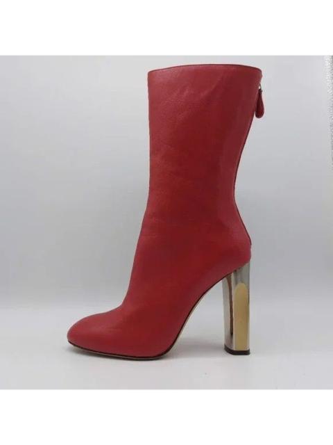 Alexander McQueen High Leather Boots Red with silver heel EU 40 US 10