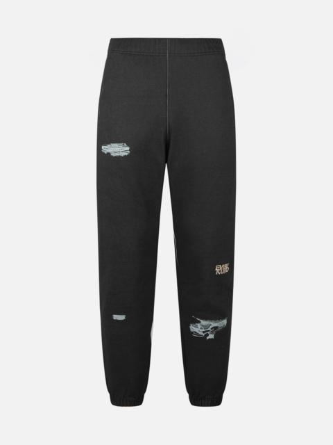 EVISU Distressed Prints Relax Fit Sweatpants